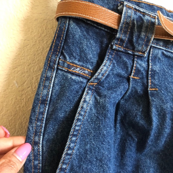Chic 70s Vintage High Rise Denim Western Jeans - Picture 2 of 7